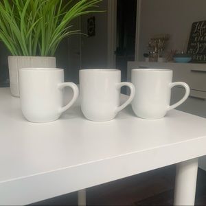 Set Of 3 White Ceramic Mugs
